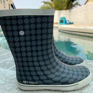 Tretorn Wings Rainboot Mid Calf Polka Dots Gray
